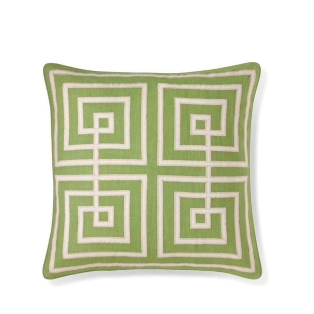 Williams Sonoma Interlock Geometric Greek Key Green‎ Pillow Cover 20x20